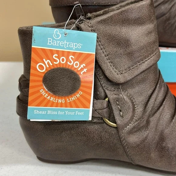 BareTraps Brown Ankle Booties with Ruched Design NEW. 8M - Picture 10 of 16